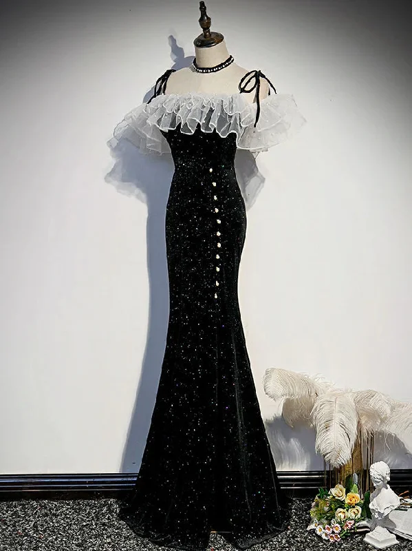 Black Mermaid Long Formal Dresses Party Dresses, Off Shoulder Black Evening Dresses Tunics Sophisticated sleek
