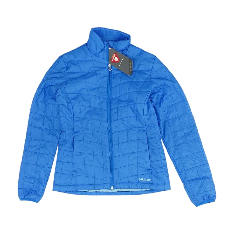Blue Solid Ski Jacket Fleece Fabric Down Fabric Feather Fabric