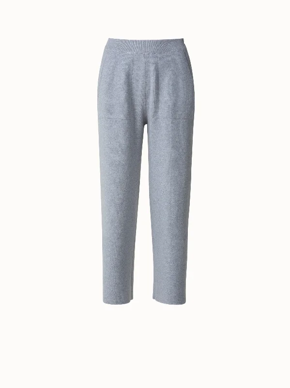 Cashmere Piqué Knit Pants Soft Stretch Leggings