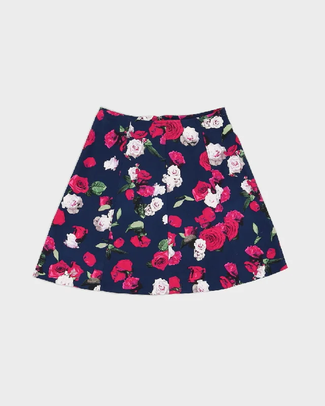 Guess Blue Rose Patterned Skirt - S corduroy skirt durable