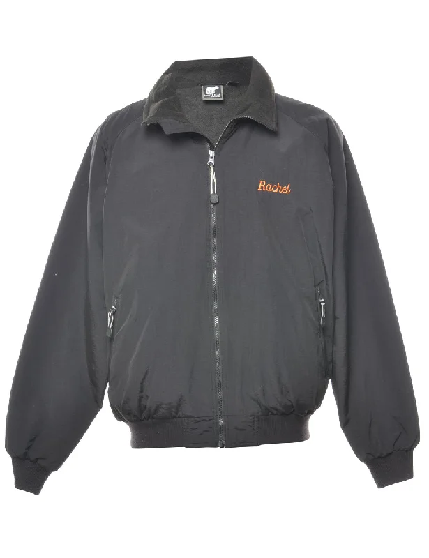 Black Lennox Nylon Jacket - M Hooded Jacket Caped Jacket Shawl Collar Jacket