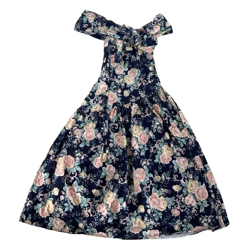VTG GUNNE SAX JESSICA MCLINTOCK 80S 90S FLORAL PARTY DRESS SIZE S Glittery Long Formal