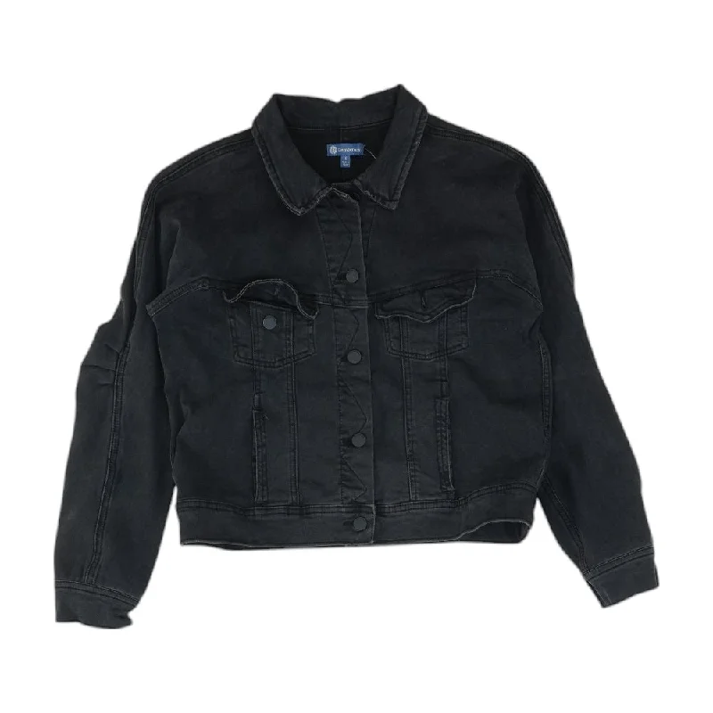 Black Solid Denim Jacket Wool Fabric Cashmere Fabric Tweed Fabric