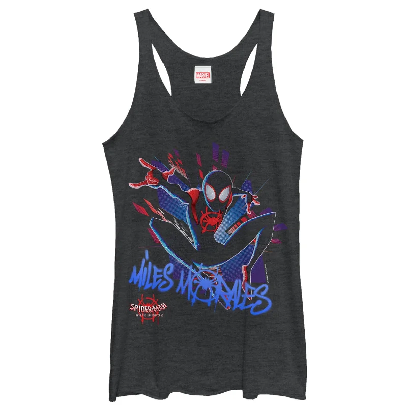 Women's Marvel Spider-Man: Into the Spider-Verse Miles Graffiti Racerback Tank Top one shoulder tank