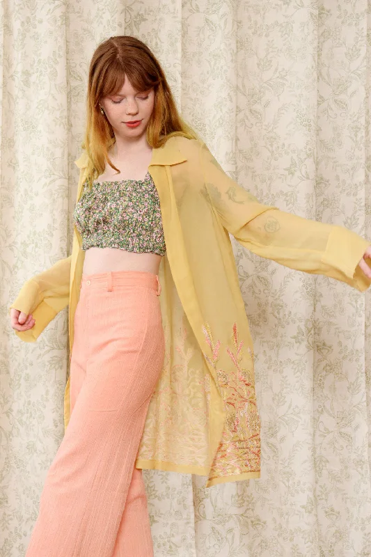 Buttercup Embroidered Silk Jacket S/M Rayon Jacket Velvet Jacket Corduroy Jacket