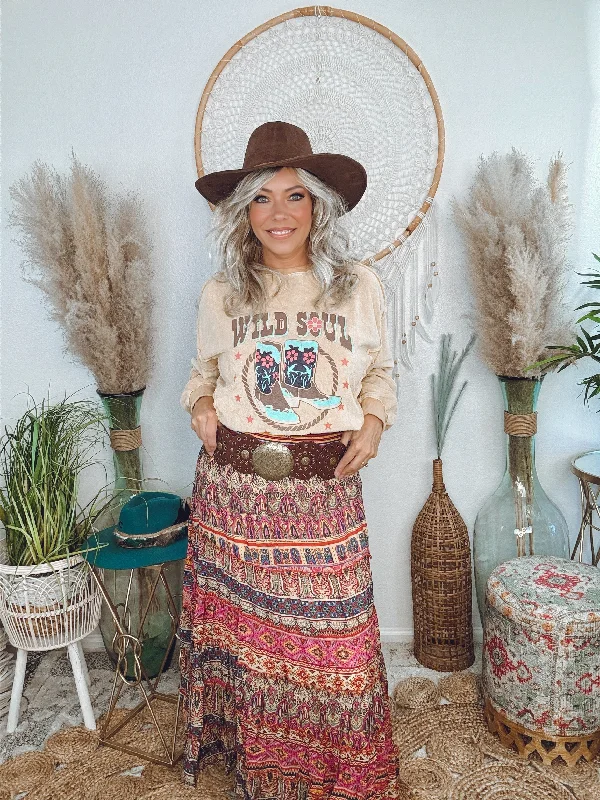 Bohemian Bliss Maxi Skirt denim skirt durable