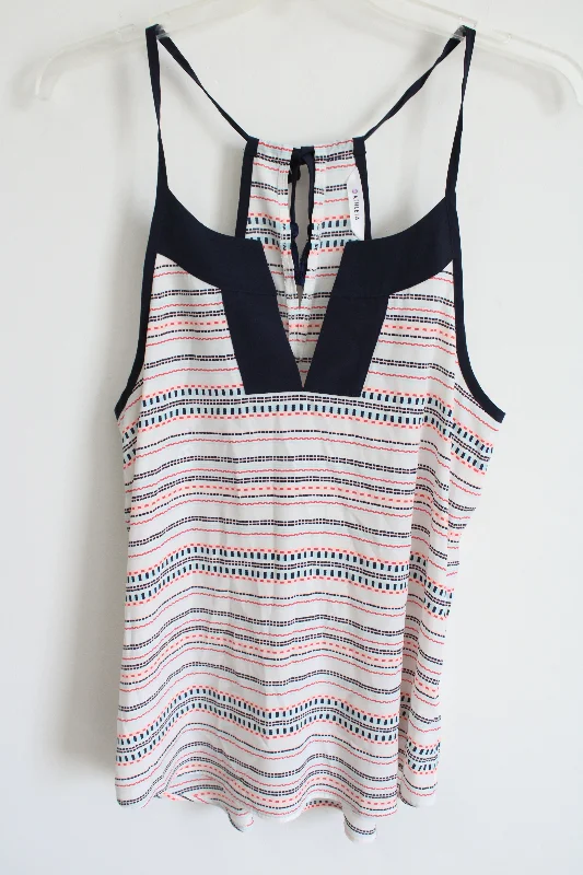 Athleta White Navy Blue Striped Tank | S cold shoulder tank