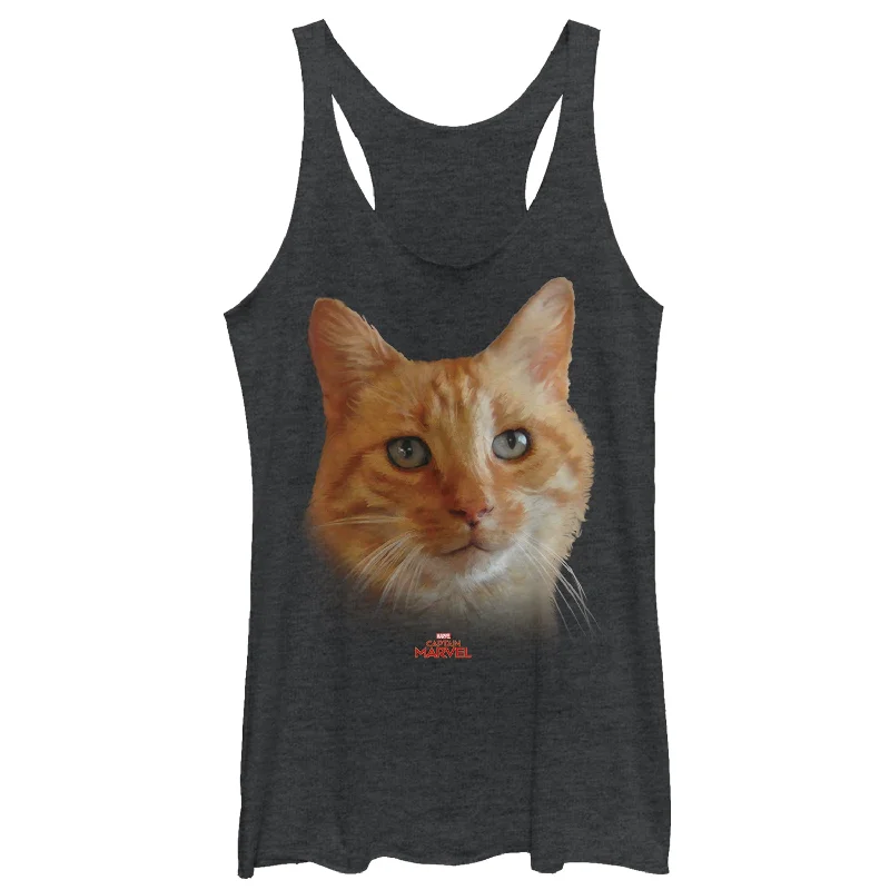 Women's Marvel Captain Marvel Goose Cat Portrait Racerback Tank Top breathable tank top