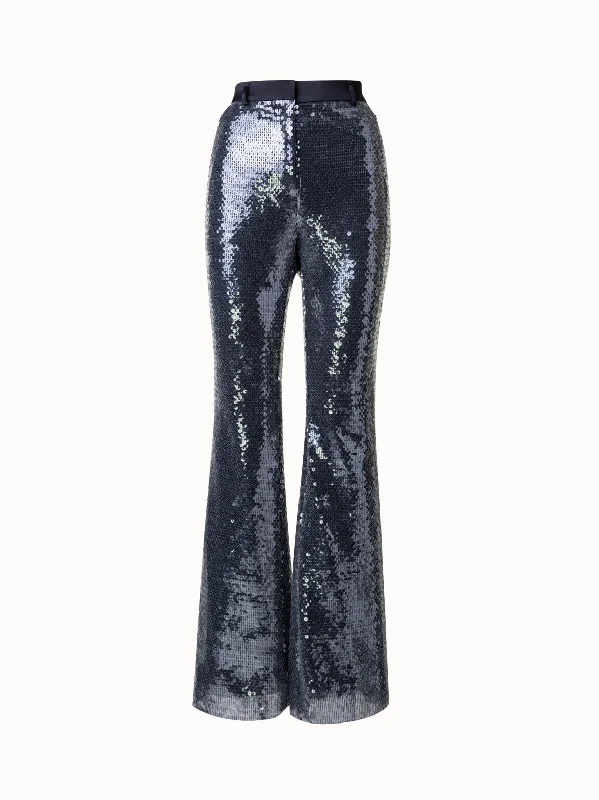 Liquid Sequins Bootcut Pants Elegant Dress Pants