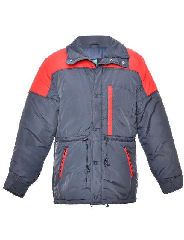 Blue & Red Zip-Front White Stag Ski Jacket - L Knit Fabric Woven Fabric Fleece Fabric