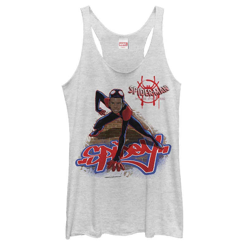 Women's Marvel Spiderverse Miles Brick Climb Racerback Tank Top fitted tank top