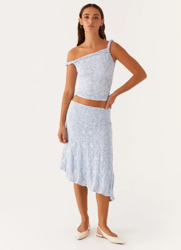 Diamond Sky Midi Skirt - Blue chiffon skirt airy