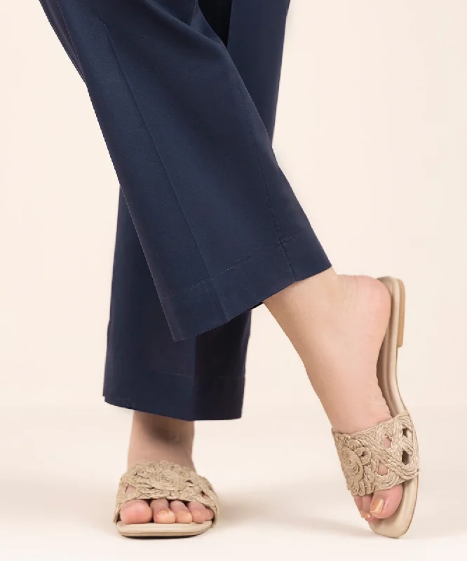 Solid Cambric Straight Pants Casual Drawstring Pants