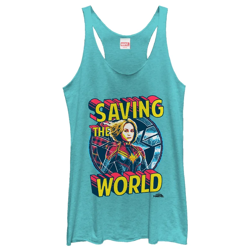 Women's Marvel Captain Marvel Saving the World Racerback Tank Top v-neck tank top