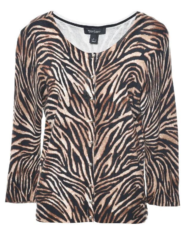 Brown Cardigan - L Sequined Glittery Shiny