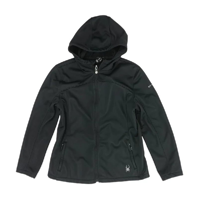 Black Solid Ski Jacket Nylon Fabric Polyester Fabric Spandex Fabric