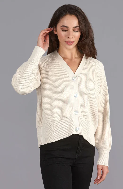 Womens Cotton Oversized V Neck Ribbed Cardigan Stretchy Elastic Breathable