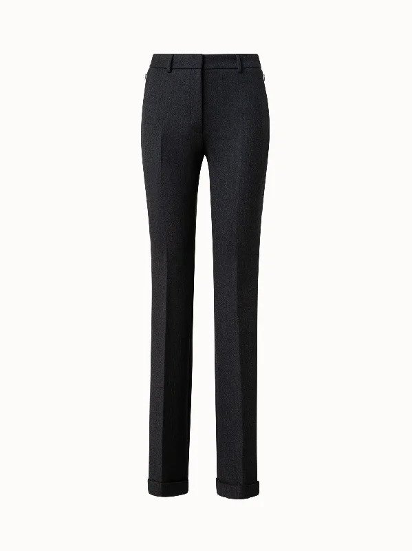 Wool Stretch Double-Face Bootcut Pants Cozy Fitted Pants