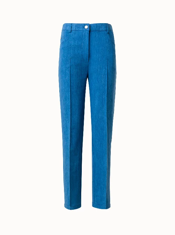 Cropped Straight Denim Stretch Pants Lightweight Jogger Pants