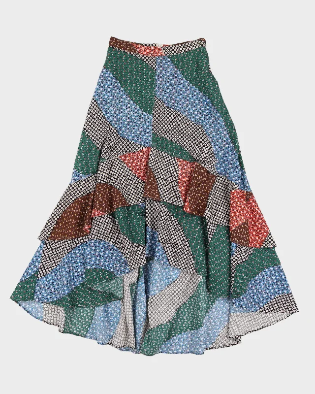 1970s Patchwork Tiered Skirt - S low waist skirt