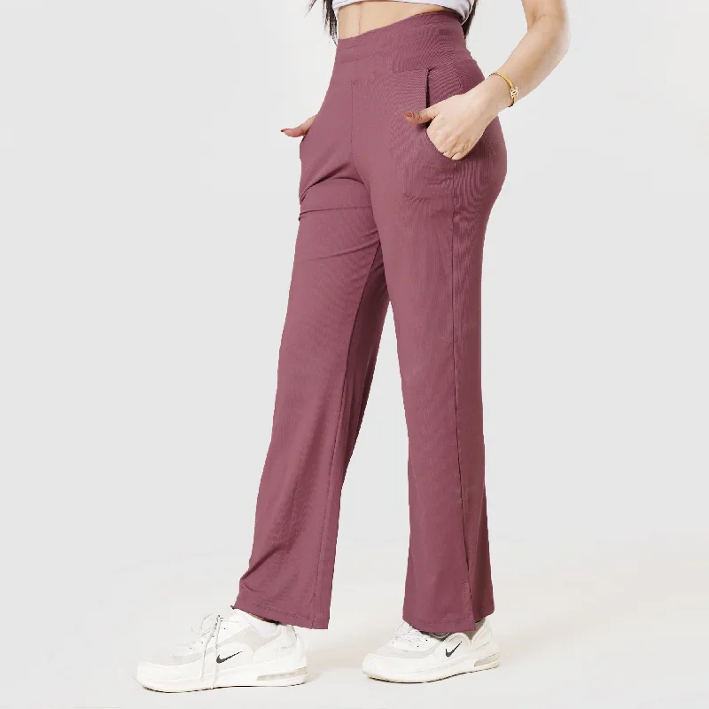 Tf-Dull Maroon Everyday Exclusive Ribbed Pants Stretch Fit Pants