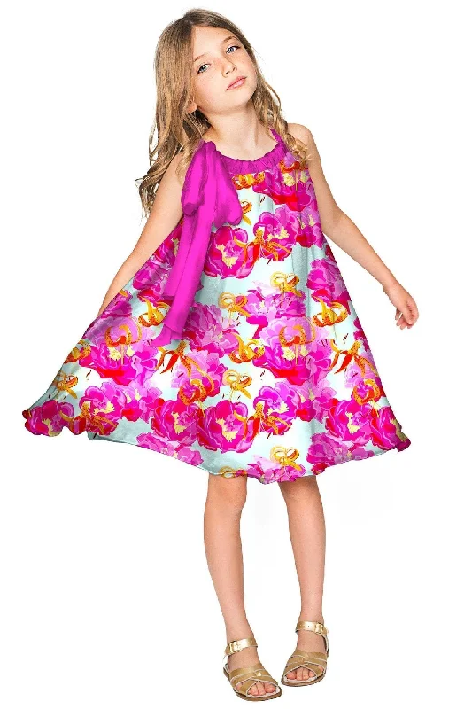 Sweet Illusion Melody Pink Chiffon Party Dress - Girls Tunics Summer linen