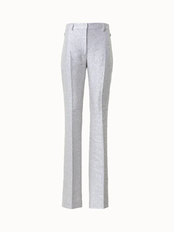 Bootcut Sequins Linen Blend Pants Soft Cotton Pants