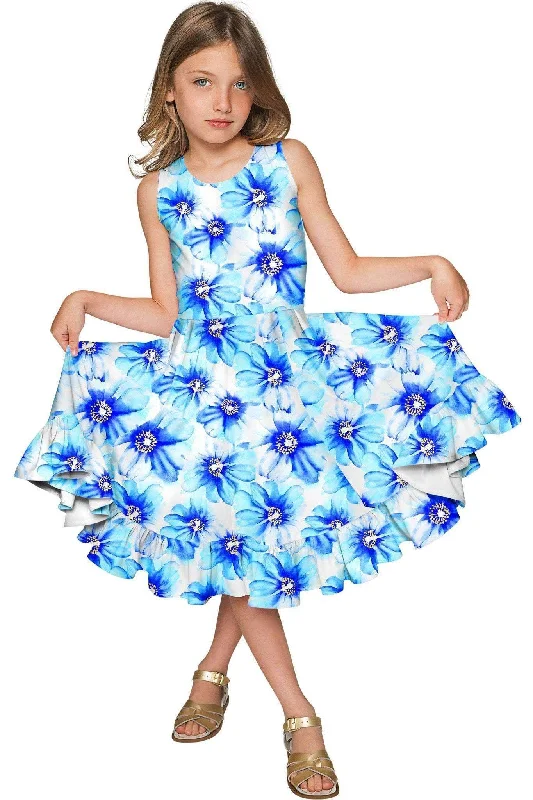 Aurora Vizcaya Fit & Flare Cute Blue Party Dress - Girls Tunics Modern contemporary