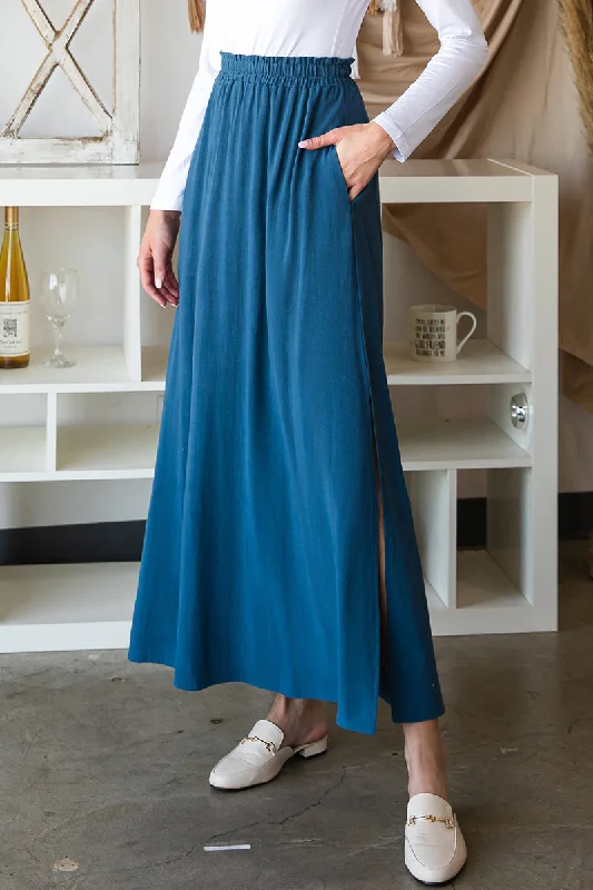 SIDE SLIT DETAILED MAXI LINEN SKIRT leather skirt bold