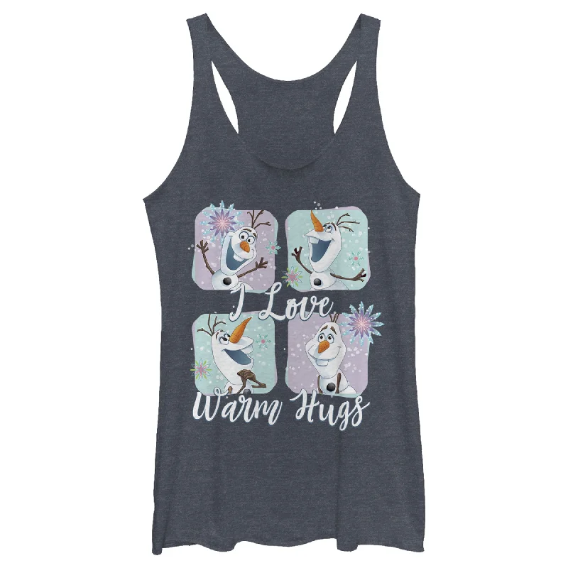 Women's Frozen Snowflake Hugs Racerback Tank Top glitter tank top