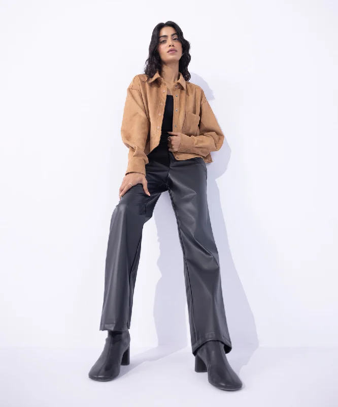 Suede Cropped Jacket Zippered Jacket Buttoned Jacket Snapped Jacket