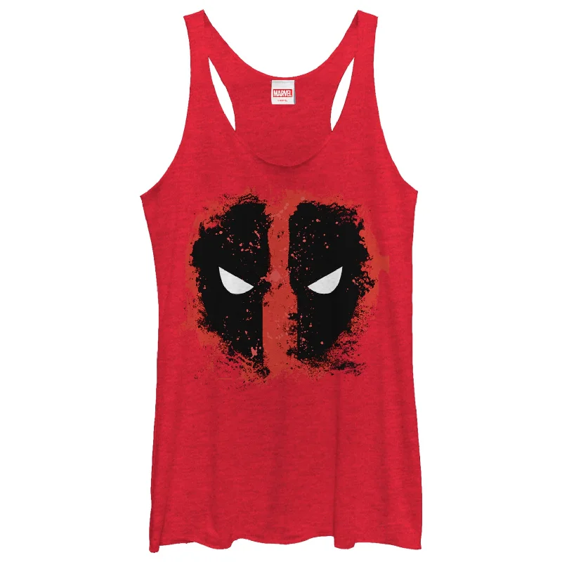 Women's Marvel Deadpool Reverse Mask Splatter Racerback Tank Top cold shoulder tank