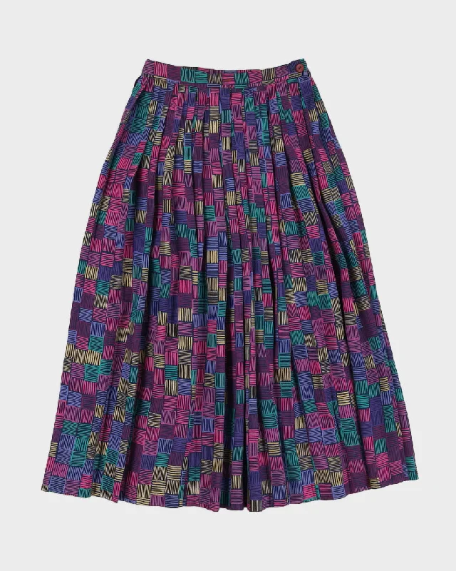 Vintage 80s Evan Picone Purple Stripe Checkerboard Skirt - S vintage skirt charm