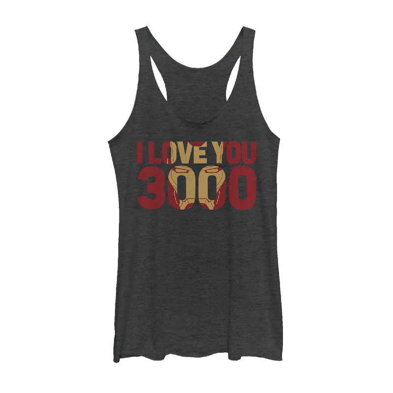 Women's Marvel Iron Man Love 3000 Mask Racerback Tank Top print tank top