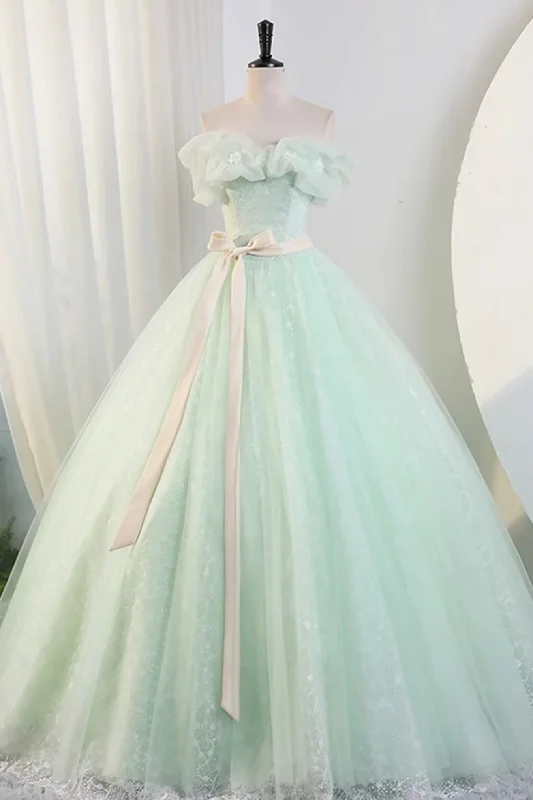Mint Green Lace Long Prom Dresses, Mint Green Formal Evening Dresses, Green Party Dresses WT1451 Tunics Vintage classic
