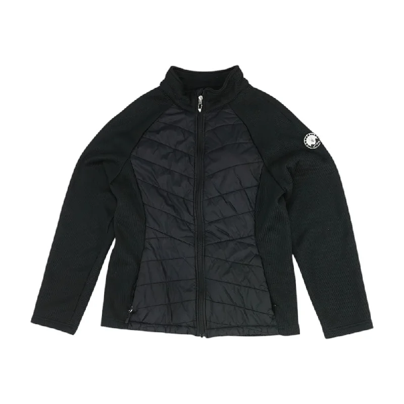 Black Solid Ski Jacket V-Neck Jacket Boat Neck Jacket Square Neck Jacket