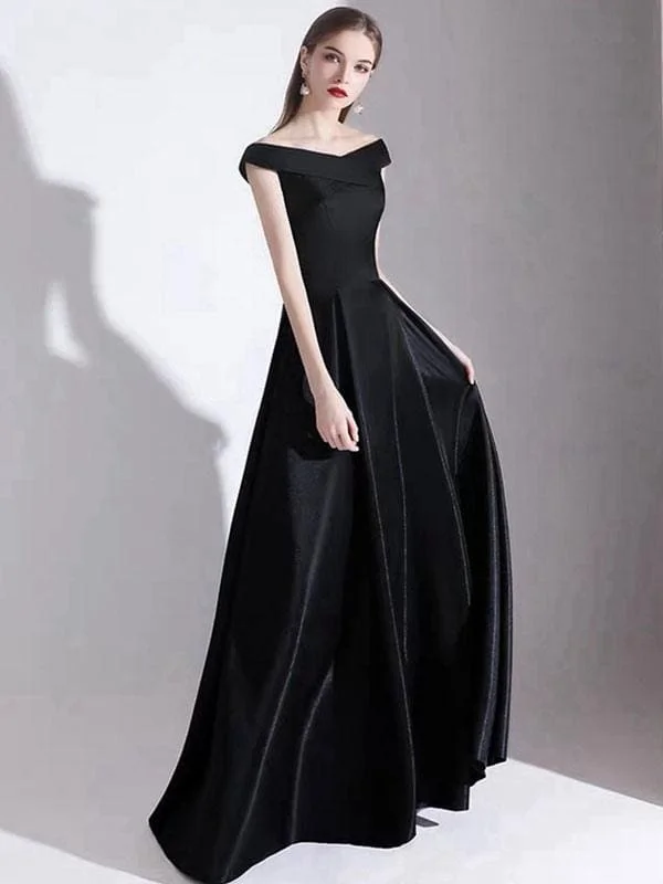 Evening Dress A Line Bateau Neck Satin Fabric Floor Length Formal Party Dresses Tunics Fleece cozy