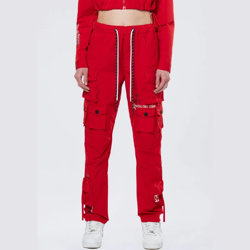 Relaxed Utility Slouched Pants - True Red Casual Wide Pants