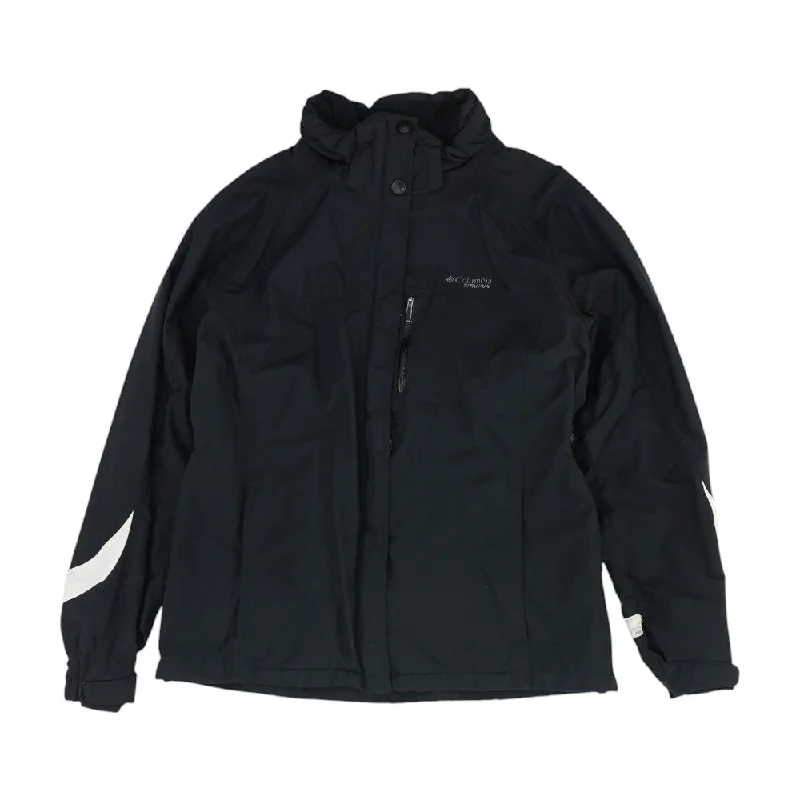 Black Solid Ski Jacket Elasticated Jacket Padded Jacket Insulated Jacket