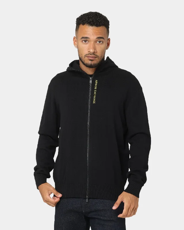 Armani Exchange Cardigan Hoodie Acid Yellow/Black Striped Floral Plaid