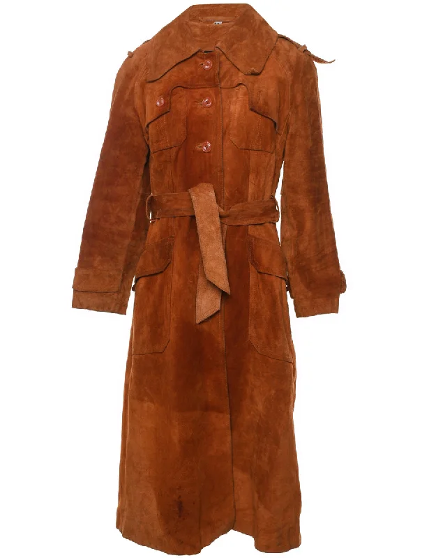 Button Front Classic Brown Suede Jacket - M Faux Fur Jacket Real Fur Jacket Shearling Jacket