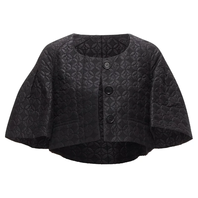 Chloe floral jacquard bell sleeve round neck cropped jacket Denim Jacket Leather Jacket Suede Jacket