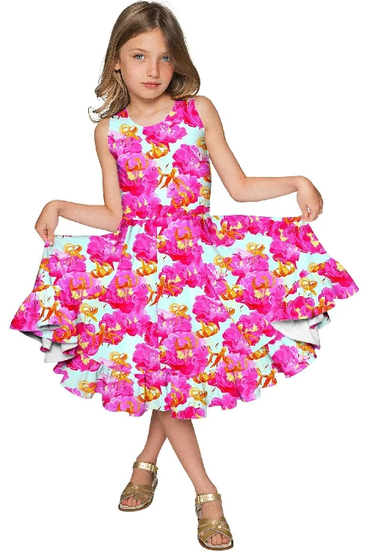 Sweet Illusion Vizcaya Fit & Flare Pink Floral Party Dress - Girls Tunics Designer luxury