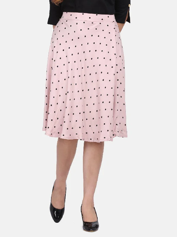 Rayon Polka Dot Skirt - Blush Pink lightweight skirt design