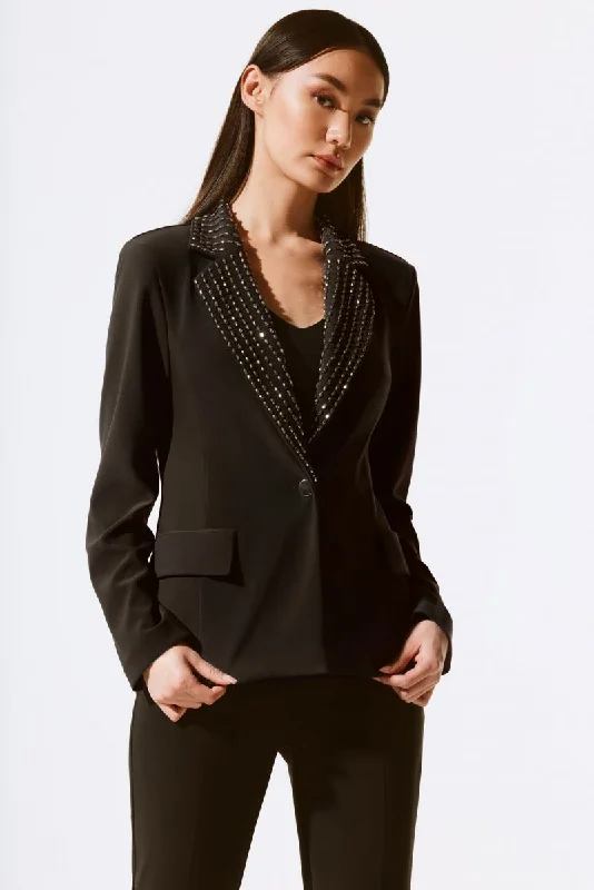 Joseph Ribkoff Embellished Long Sleeve Blazer Jacket 243731 Knit Fabric Woven Fabric Fleece Fabric