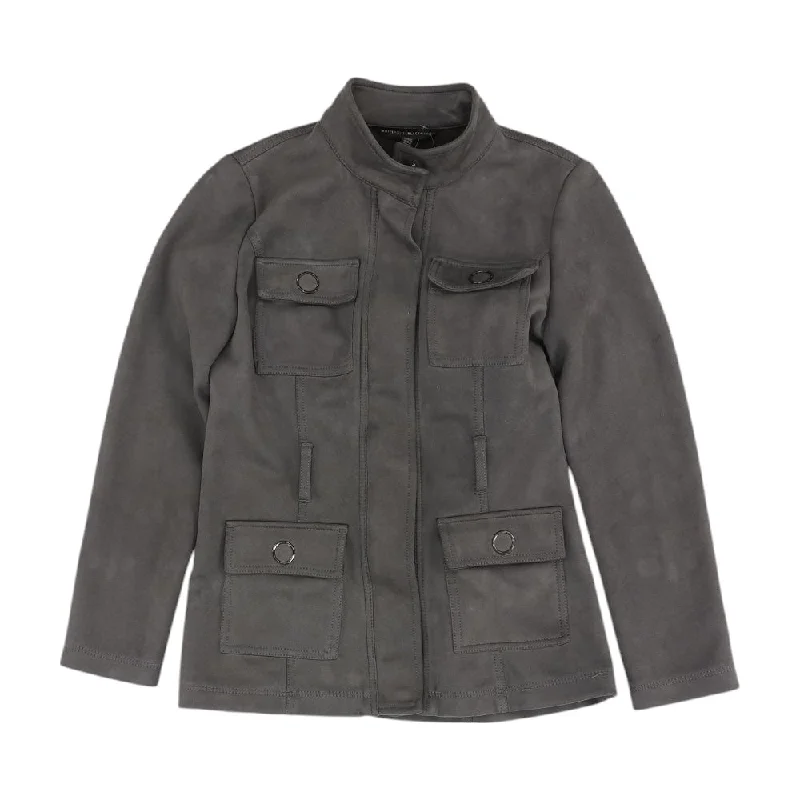 Gray Solid Jacket Oversized Jacket Tailored Jacket Straight Jacket