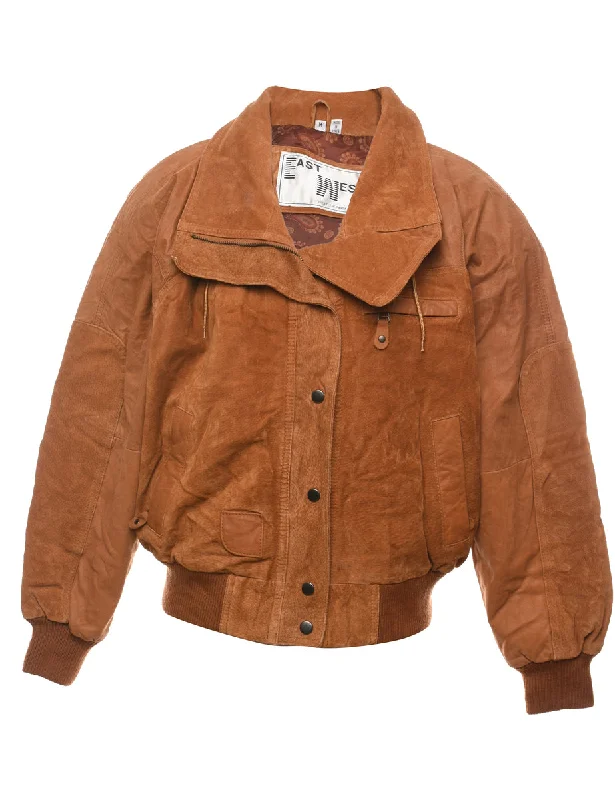 Brown & Paisley Lined Suede Jacket - M Wool Jacket Cashmere Jacket Tweed Jacket
