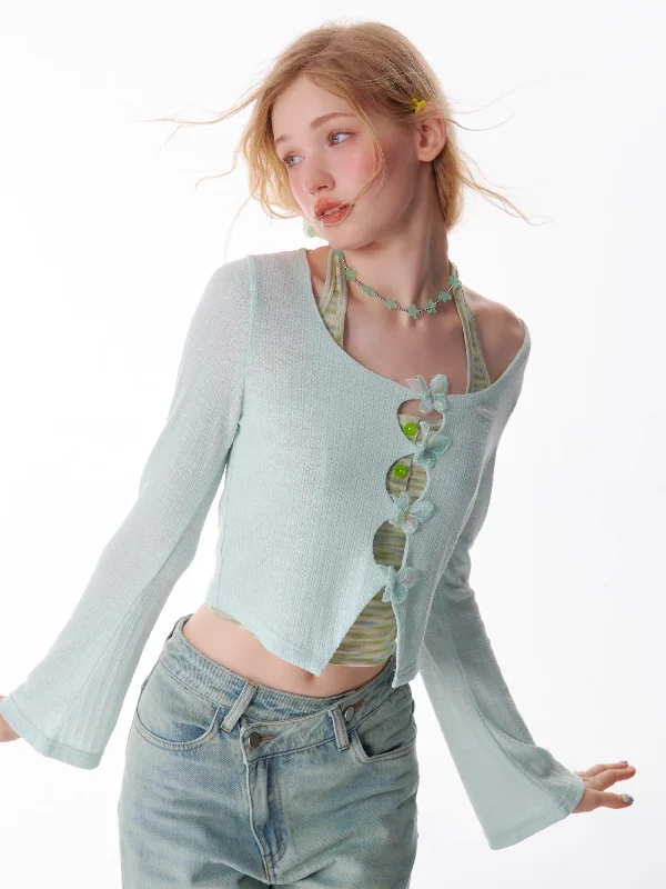 Butterfly Thin Knitted Sunscreen Cardigan ZIZ0120 Neon metallic Matte