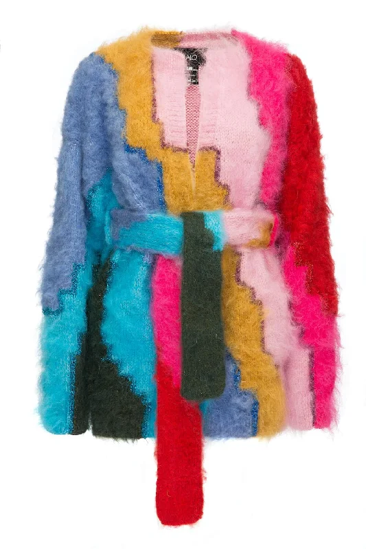 OVERSIZED BELTED MOHAIR CARDIGAN Wool Fabric Cashmere Fabric Tweed Fabric