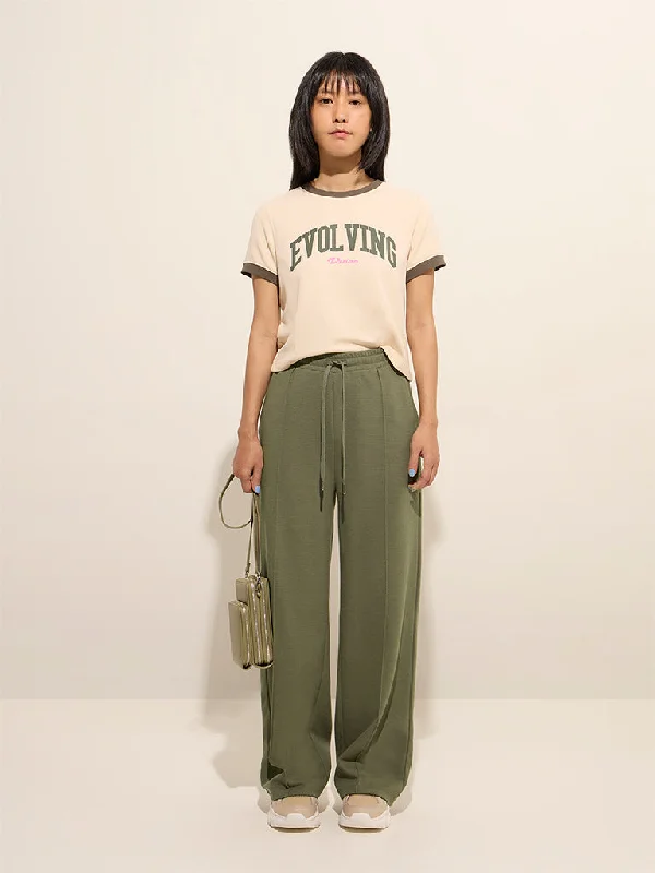 Studiofit Olive Solid High-Rise Track Pants Modern Skinny Pants